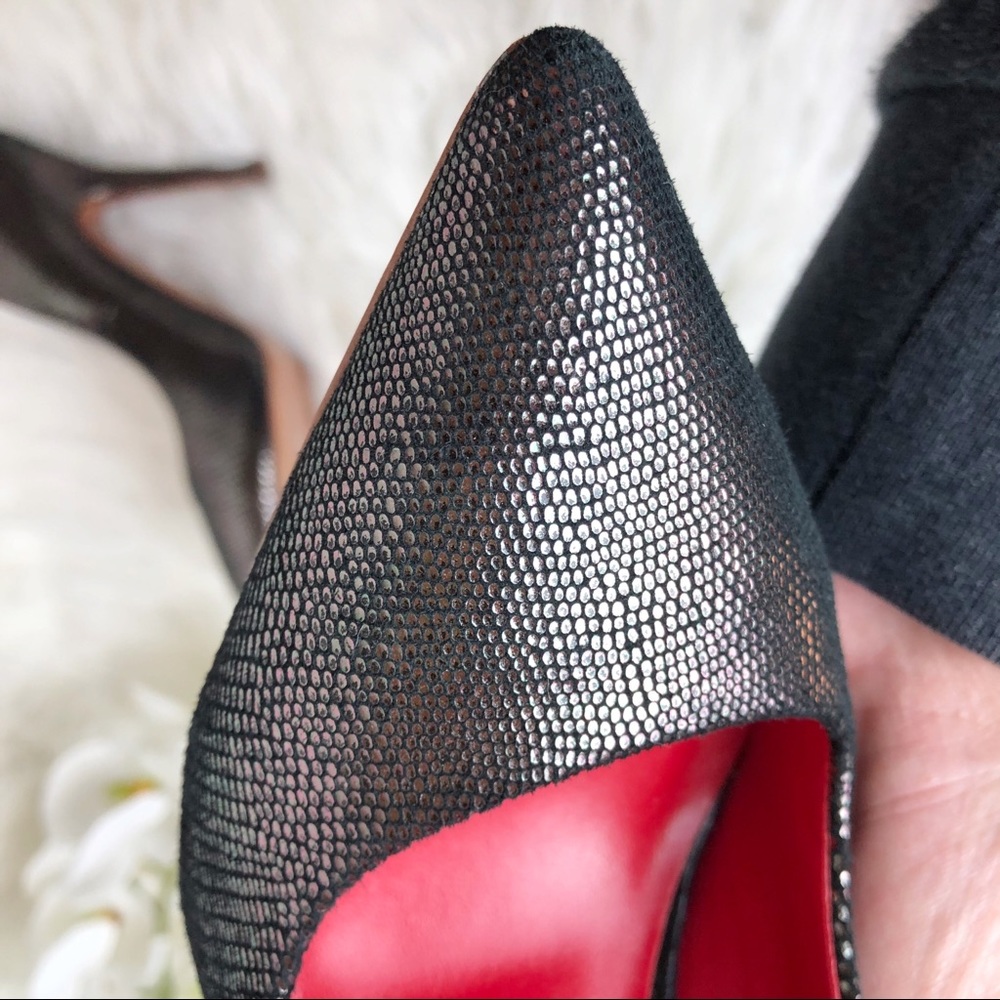Charles Jourdan Clare Metallic Black Stilettos - Picture 12 of 14